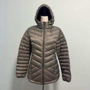 LOLE Emeline Puffer Quilted Jacket Gray Duck Down Size M